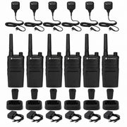 Motorola RMU2040 6-Pack UHF Business Two-Way Radios with HKLN4606 Remote Speaker Microphones