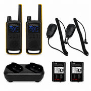 Motorola TALKABOUT T470 Two-Way Radio Bundle with Speaker Mics, Charger & Batteries