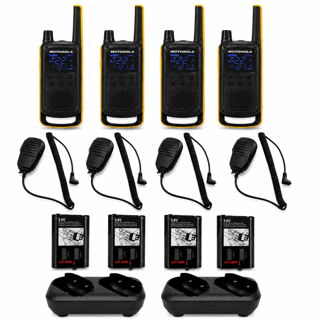 Motorola TALKABOUT T470 Two-Way Radio Bundle with Speaker Mics, Charger & Batteries