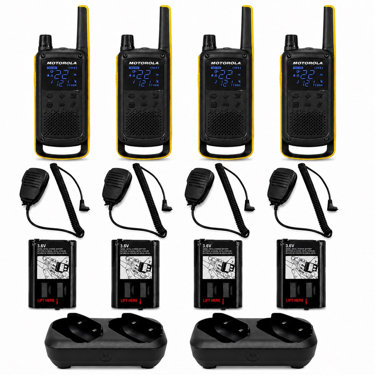 Motorola TALKABOUT T470 Two-Way Radio Bundle with Speaker Mics, Charger & Batteries