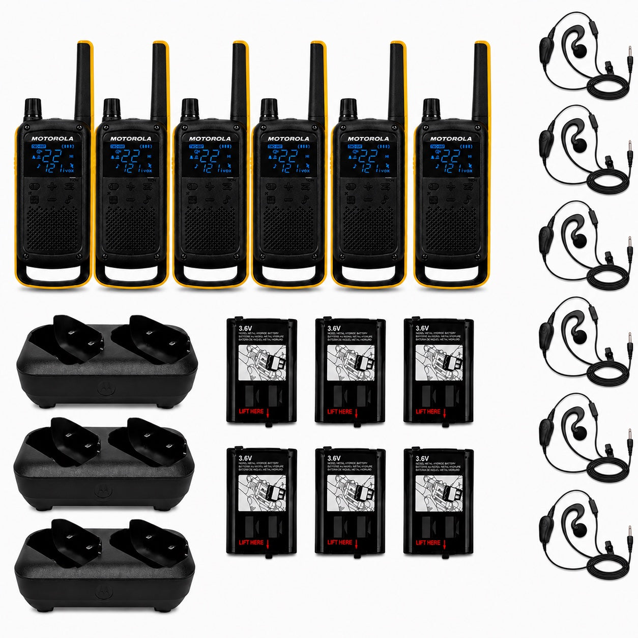 Motorola TALKABOUT T470 Two-Way Radio Package with Curl PTT Earpieces