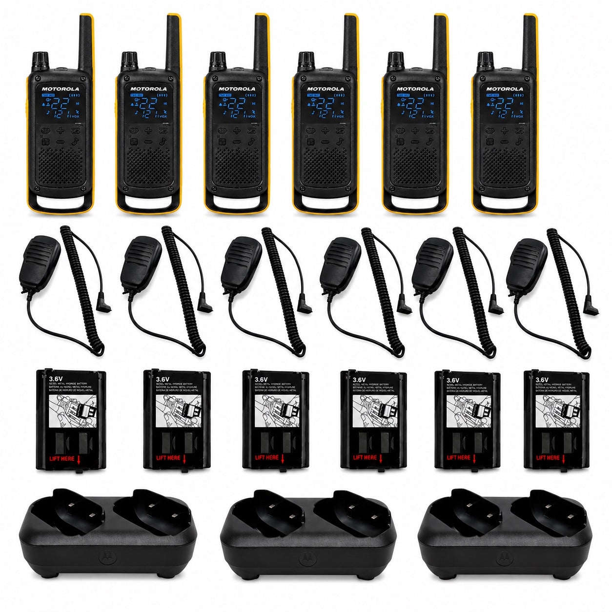 Motorola TALKABOUT T470 Two-Way Radio Bundle with Speaker Mics, Charger & Batteries