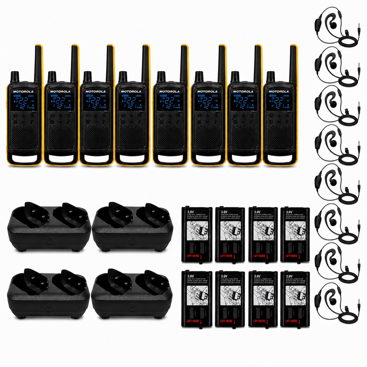 Motorola TALKABOUT T470 Two-Way Radio Package with Curl PTT Earpieces