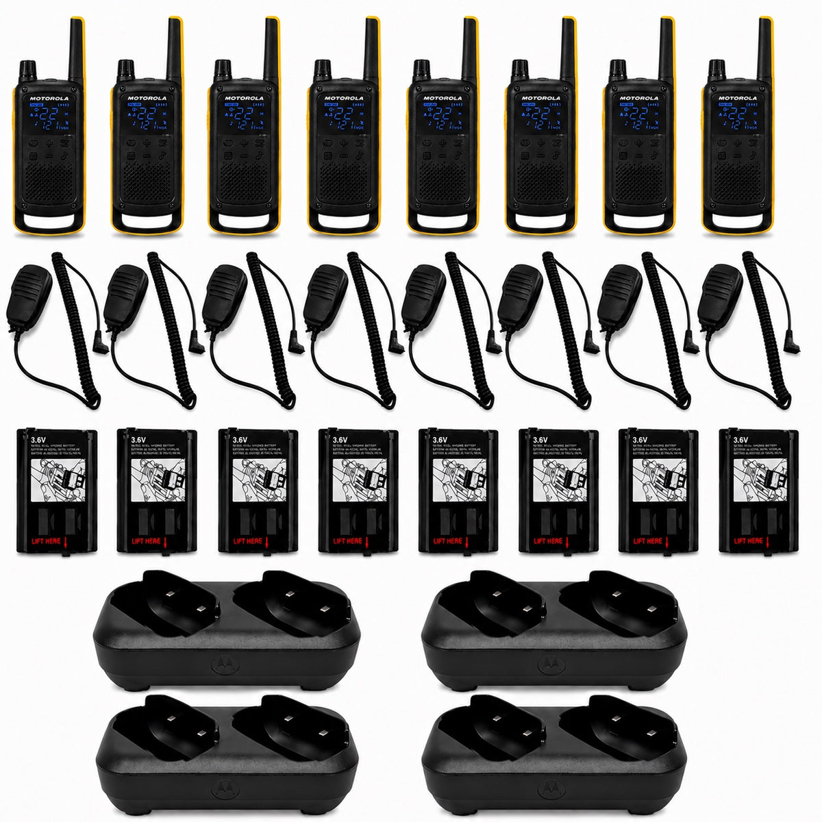 Motorola TALKABOUT T470 Two-Way Radio Bundle with Speaker Mics, Charger & Batteries