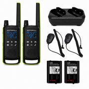 Motorola TALKABOUT T803 Two-Way Radio Bundle with Remote Speaker Mics, Dual Charger & Batteries