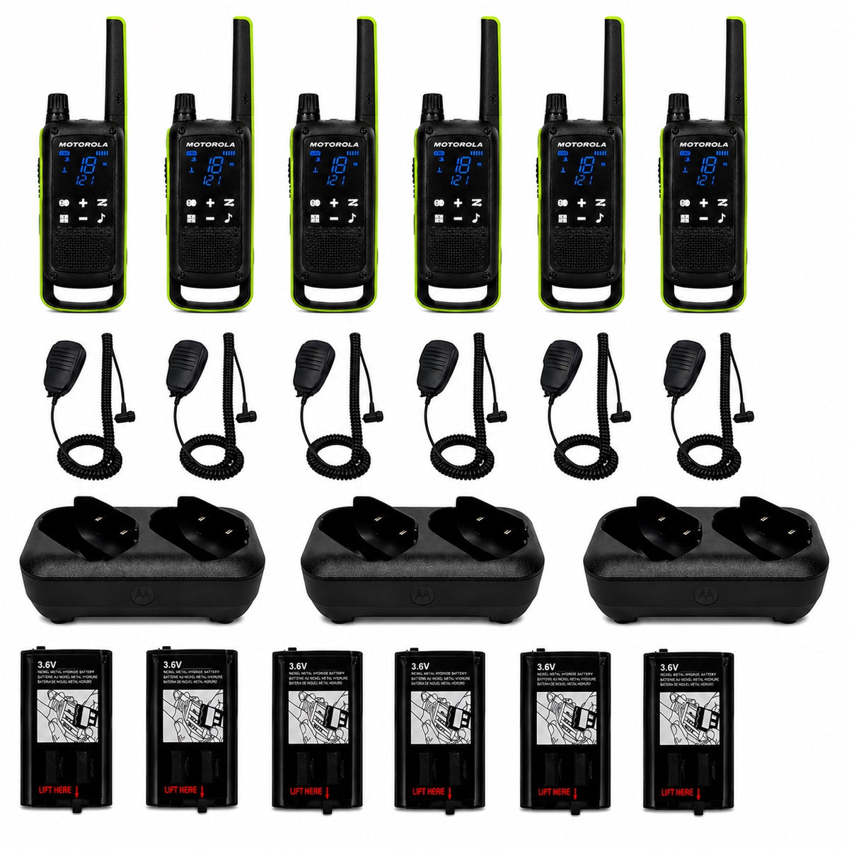 Motorola TALKABOUT T803 Two-Way Radio Bundle with Remote Speaker Mics, Dual Charger & Batteries
