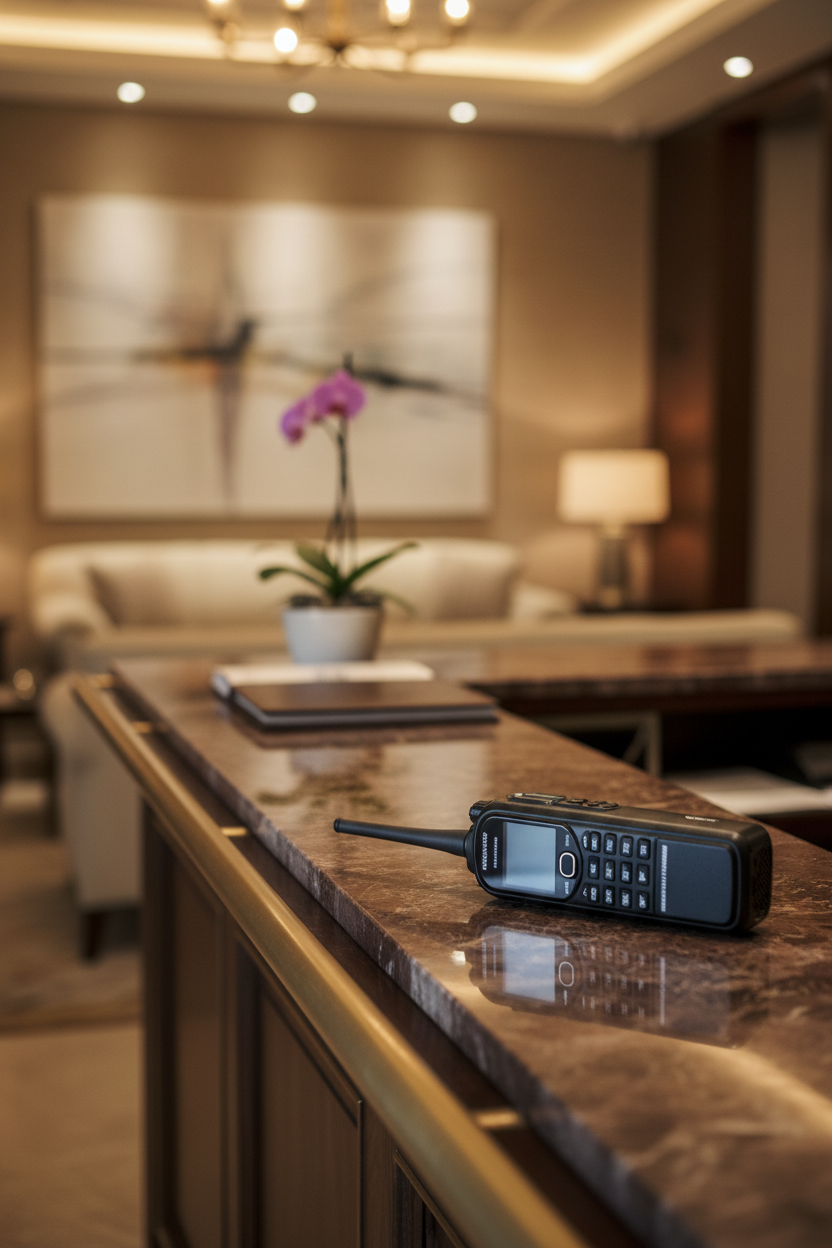 Radio on hotel front desk
